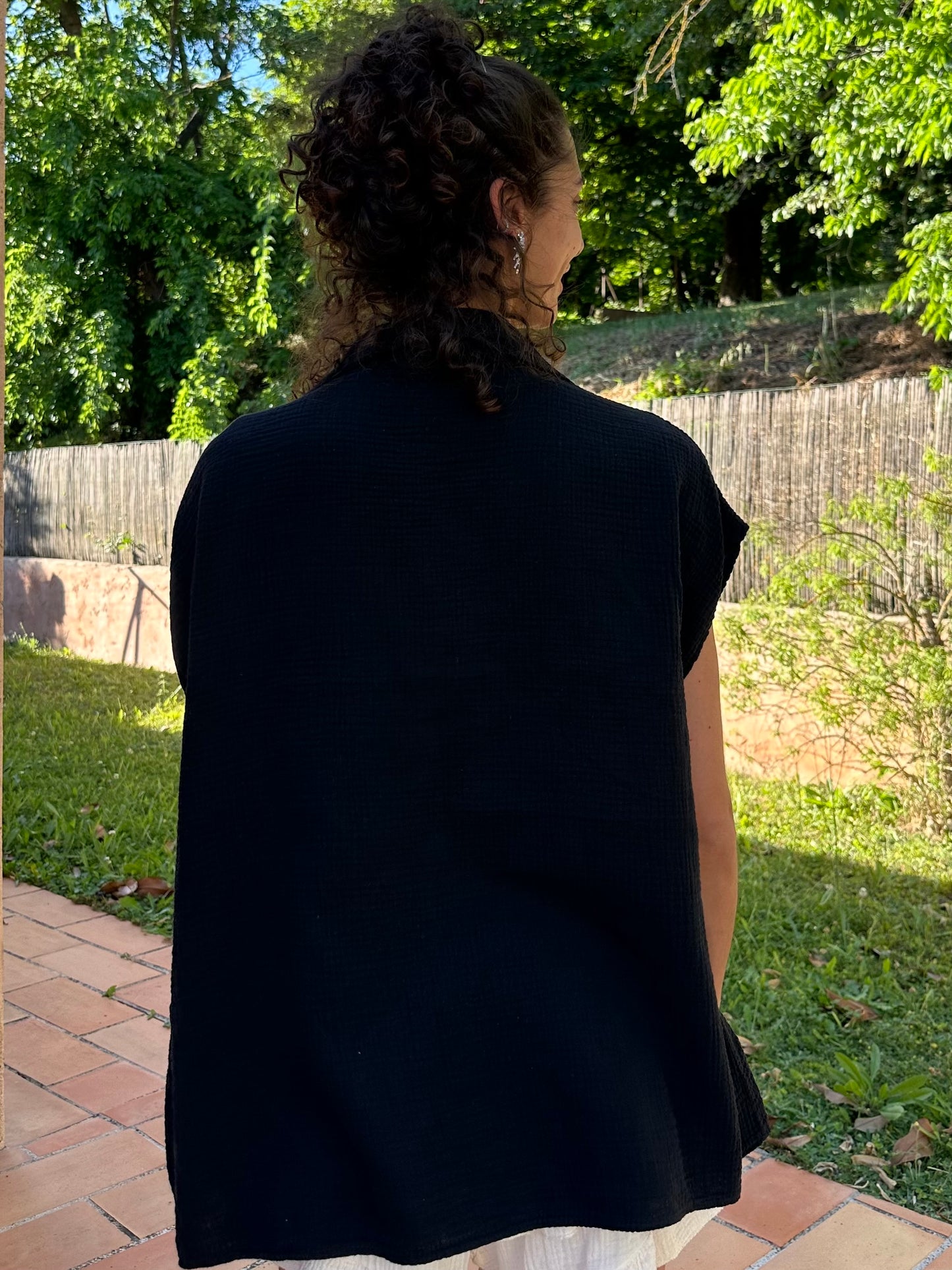 Chemise gaze de coton Noire