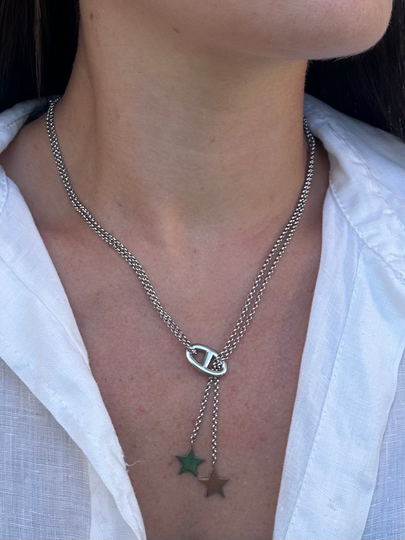 Collier Cameyrone argenté