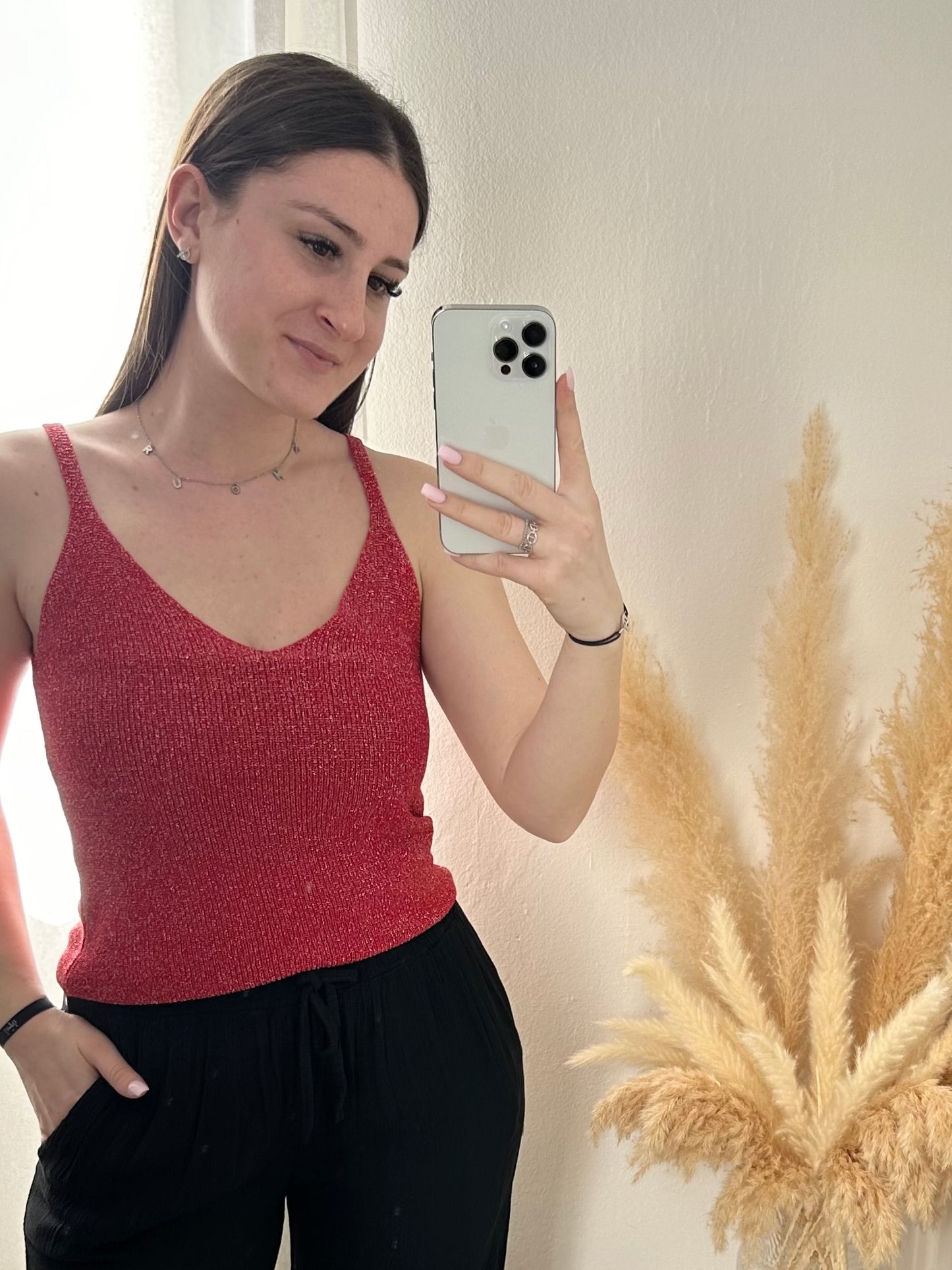Haut Brillant Rouge
