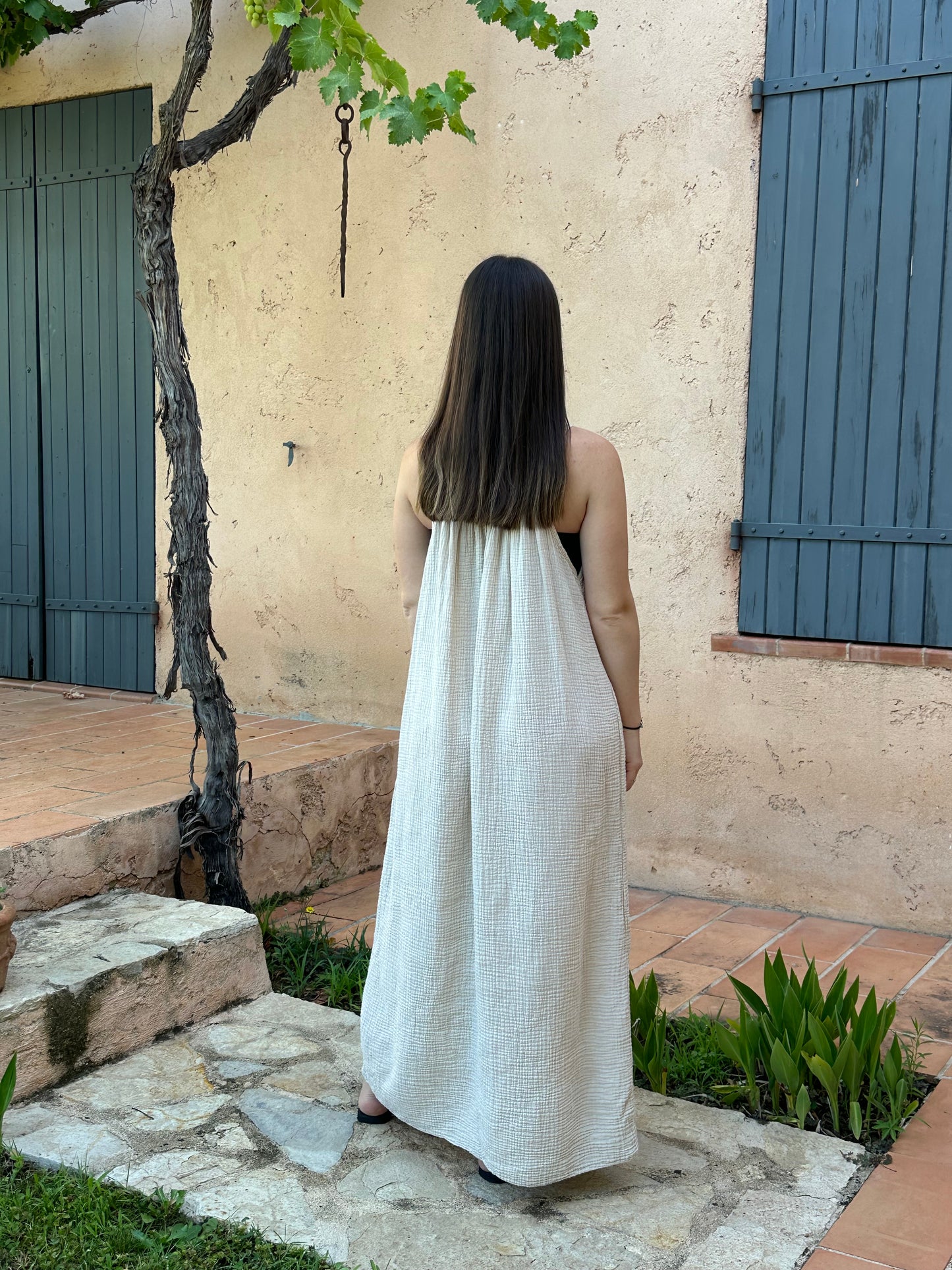 Robe Beige gaze de coton