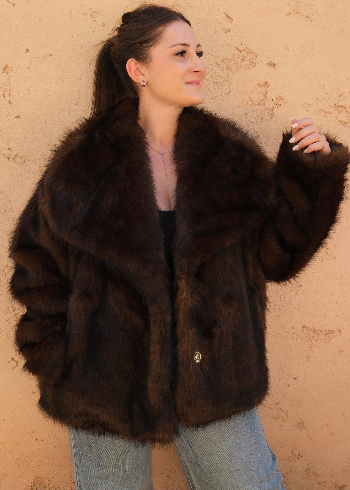 Veste moumoute Marron