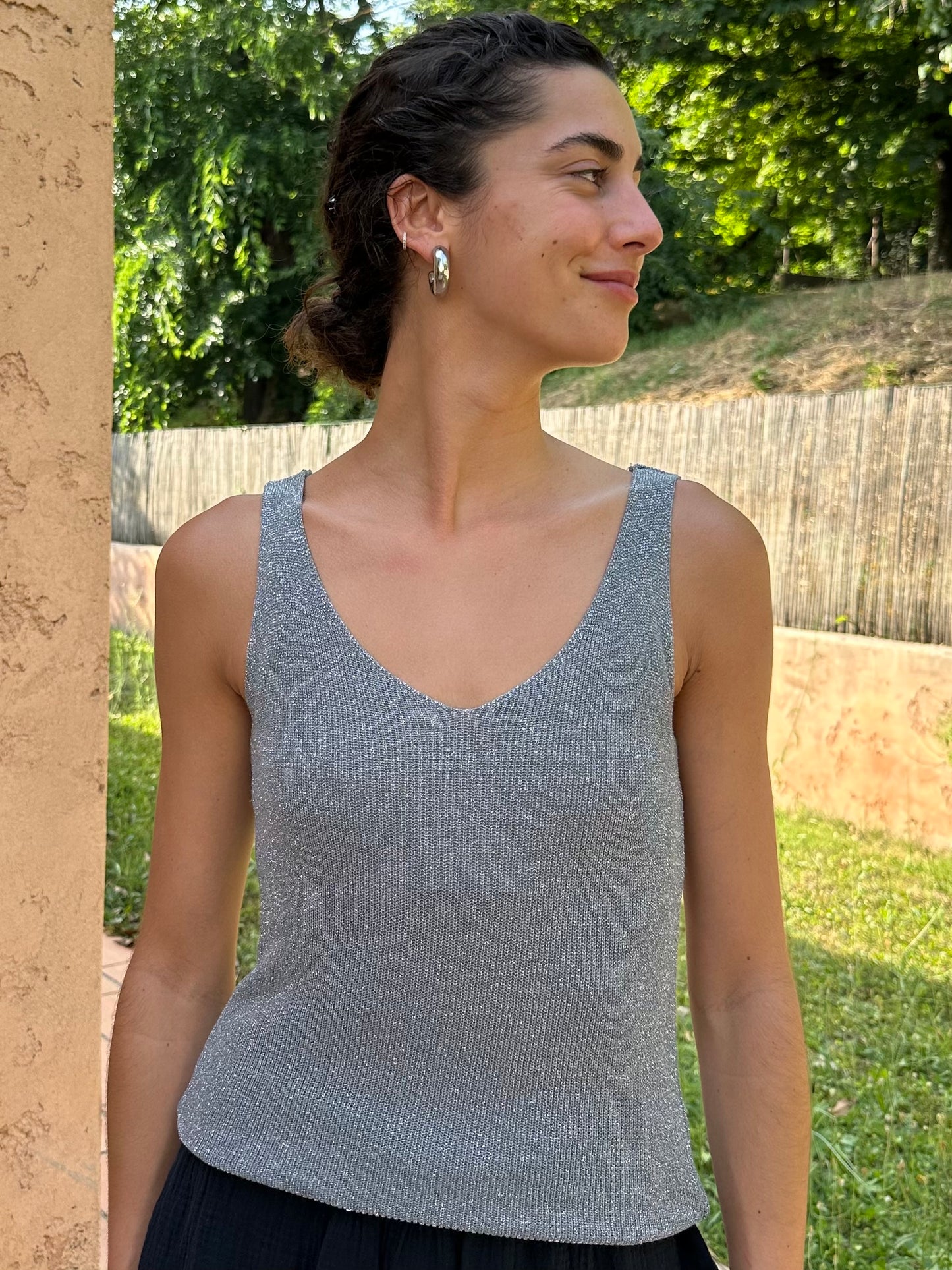 Haut Brillant Gris foncé (bretelle épaisse)