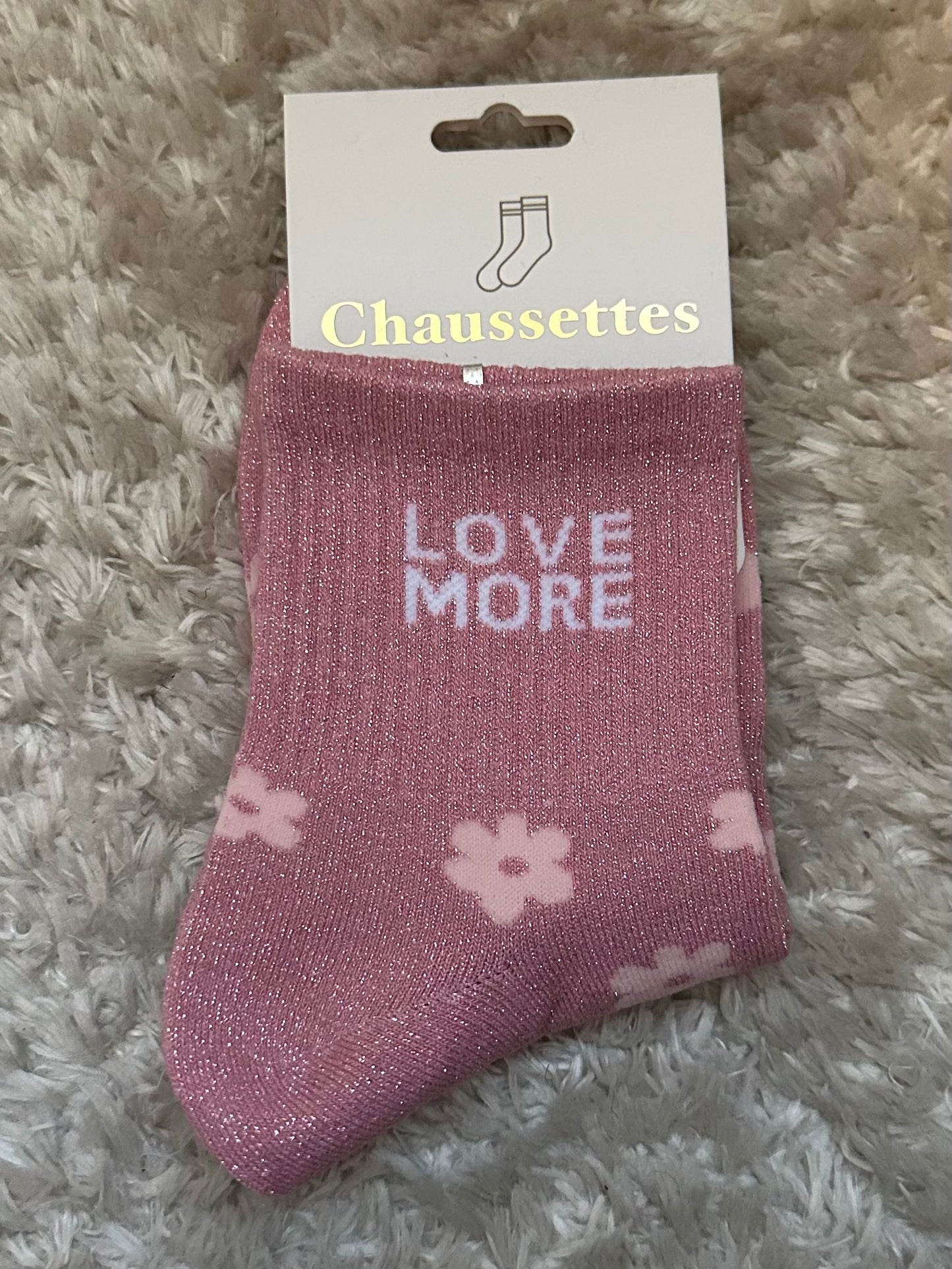 Chaussette « Love more » brillante