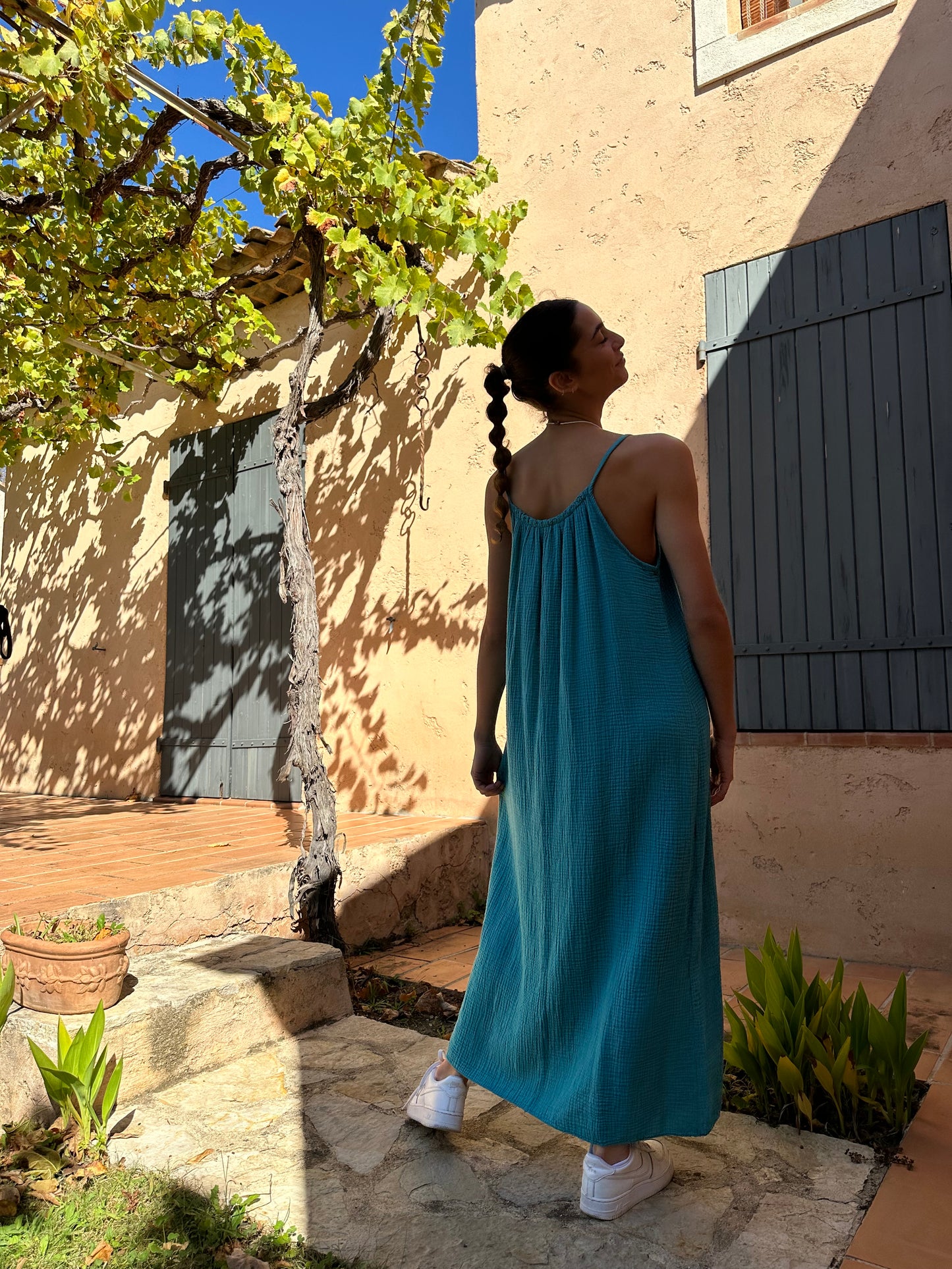 Robe Bleue canard gaze de coton