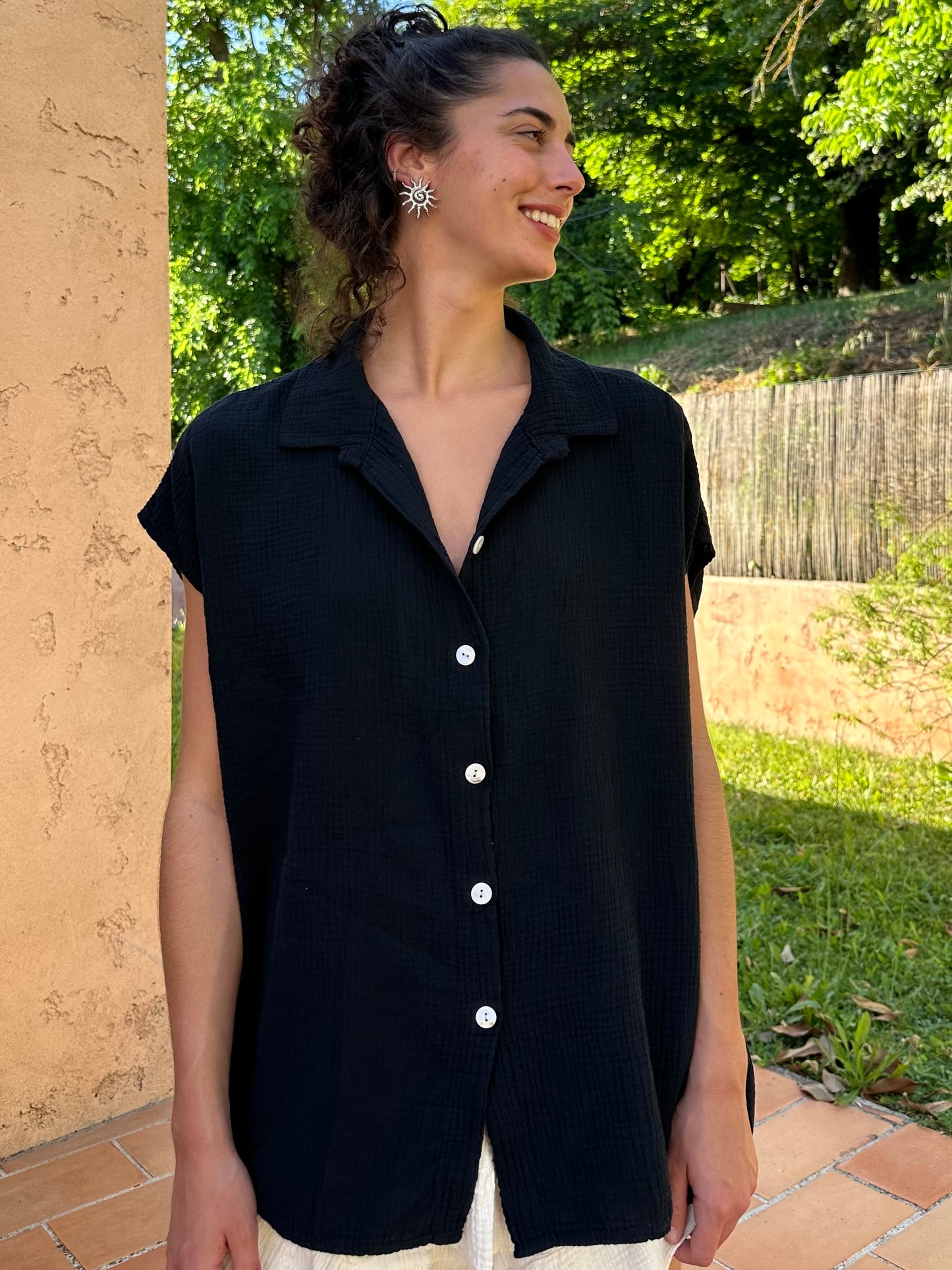 Chemise gaze de coton Noire