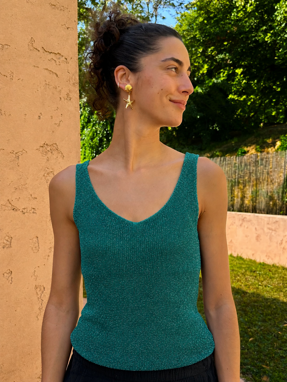Haut Brillant Vert canard (bretelle épaisse)