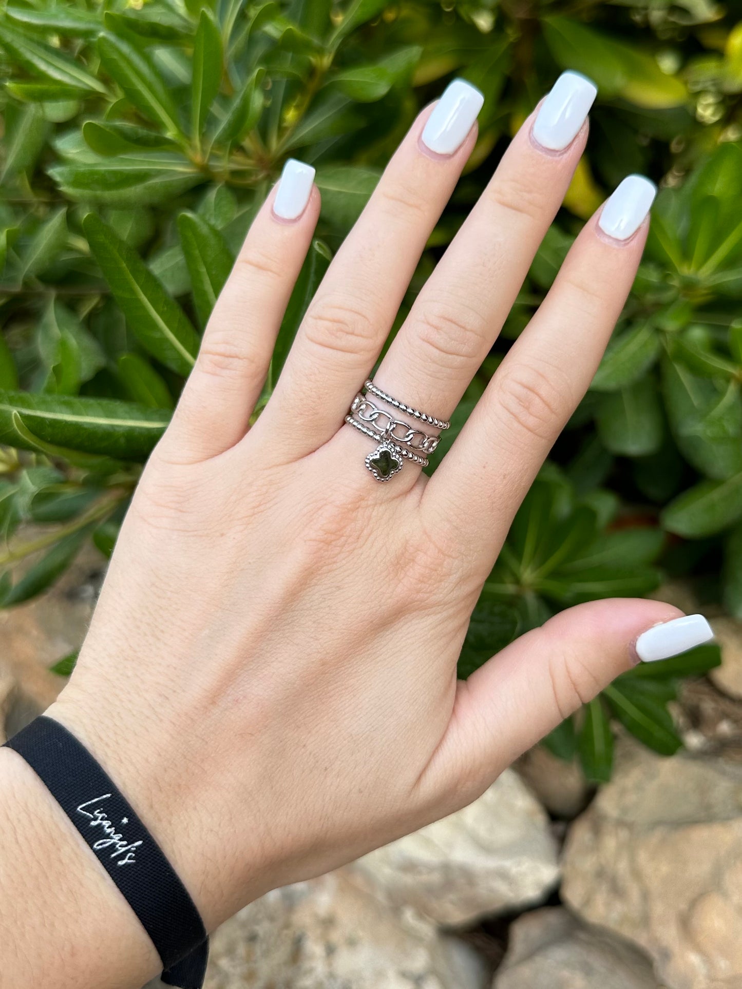 Bague Trèfle argenté