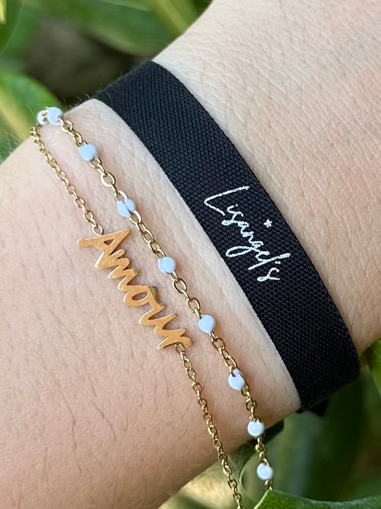 Bracelet Amour doré/blanc