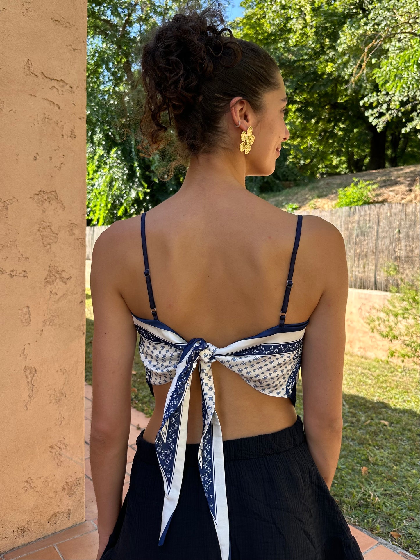 Top soie Bleu marine