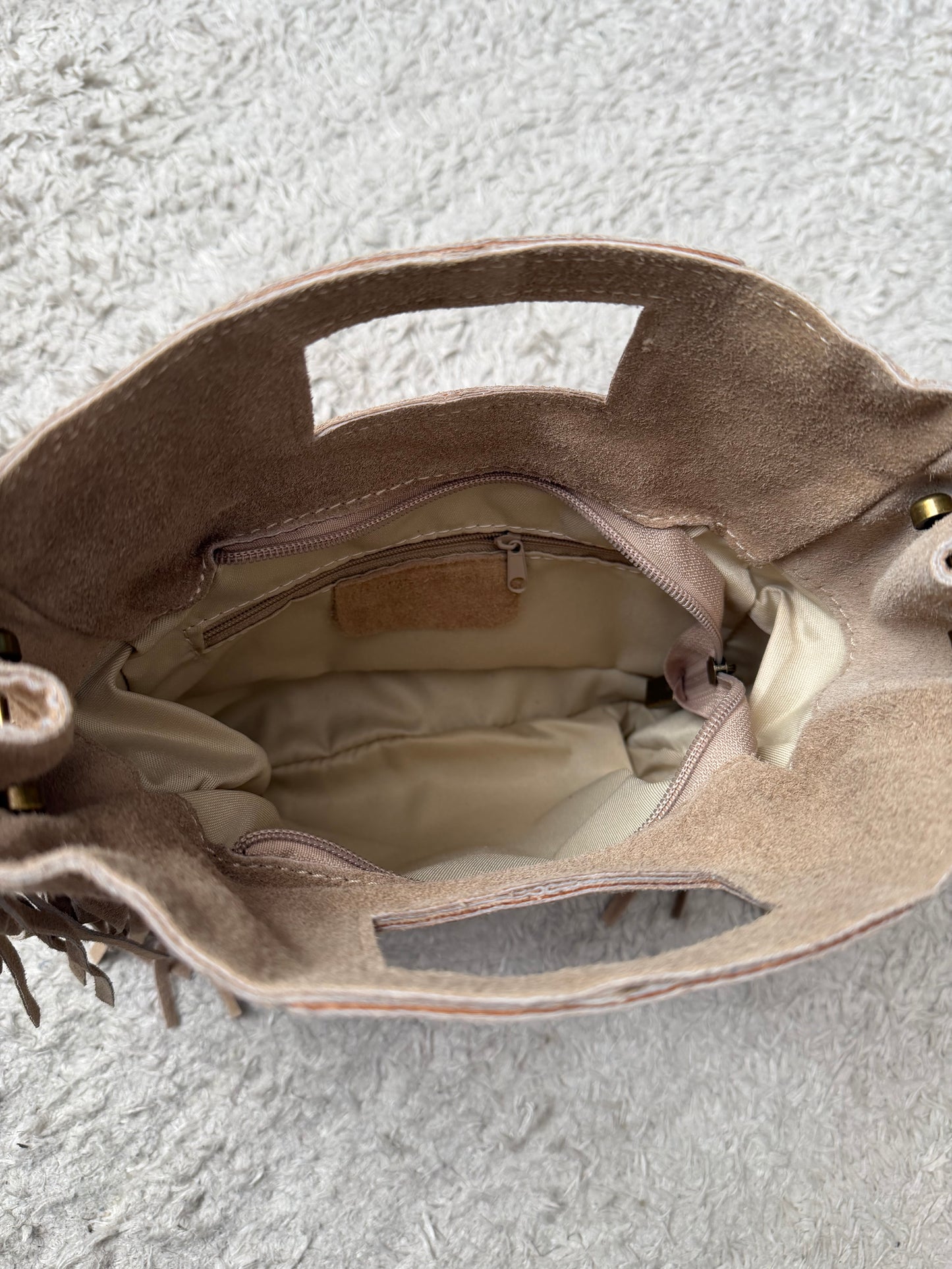 Sac Cuir Daim Beige foncé