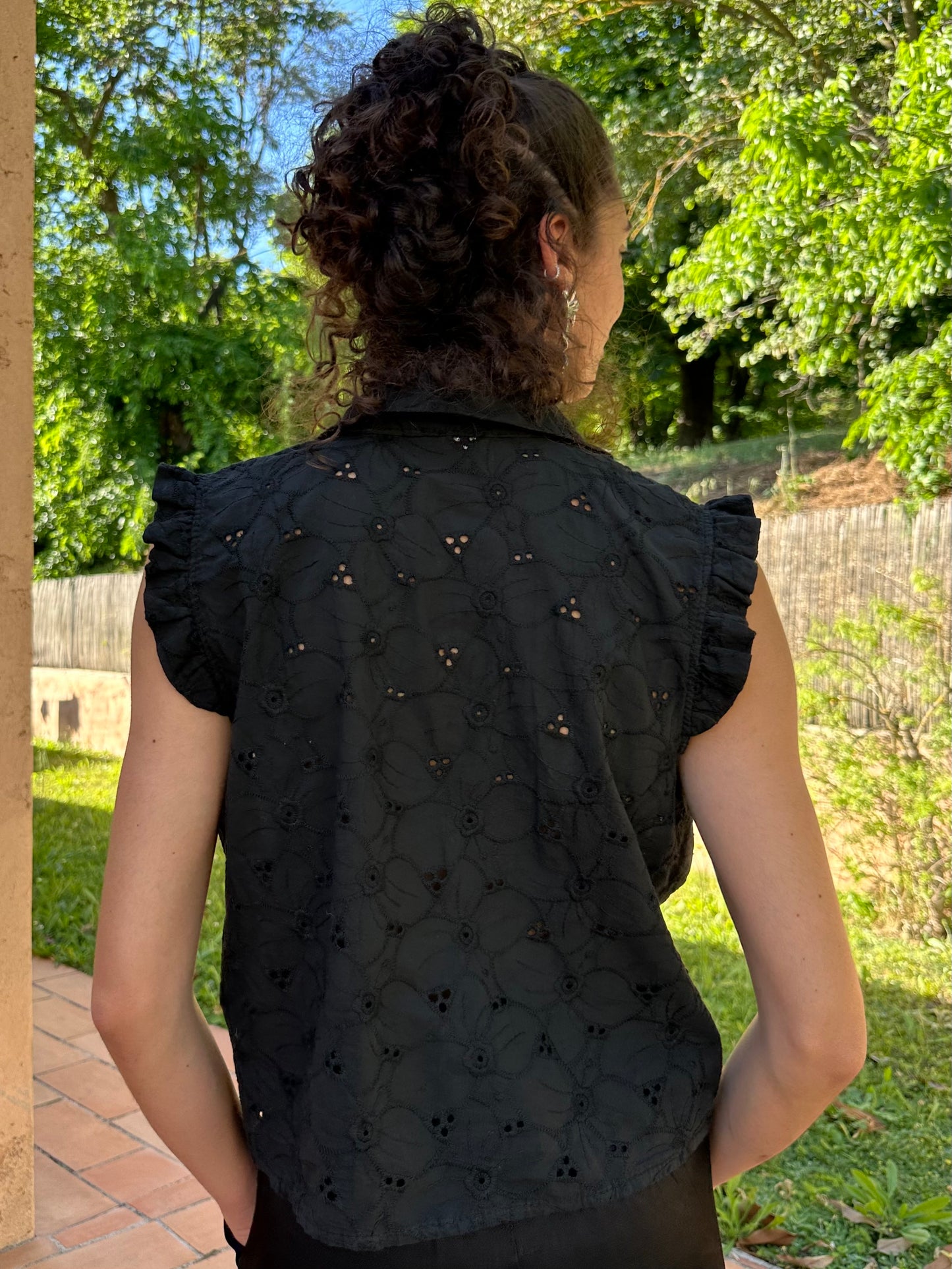 Top Fleur Noir
