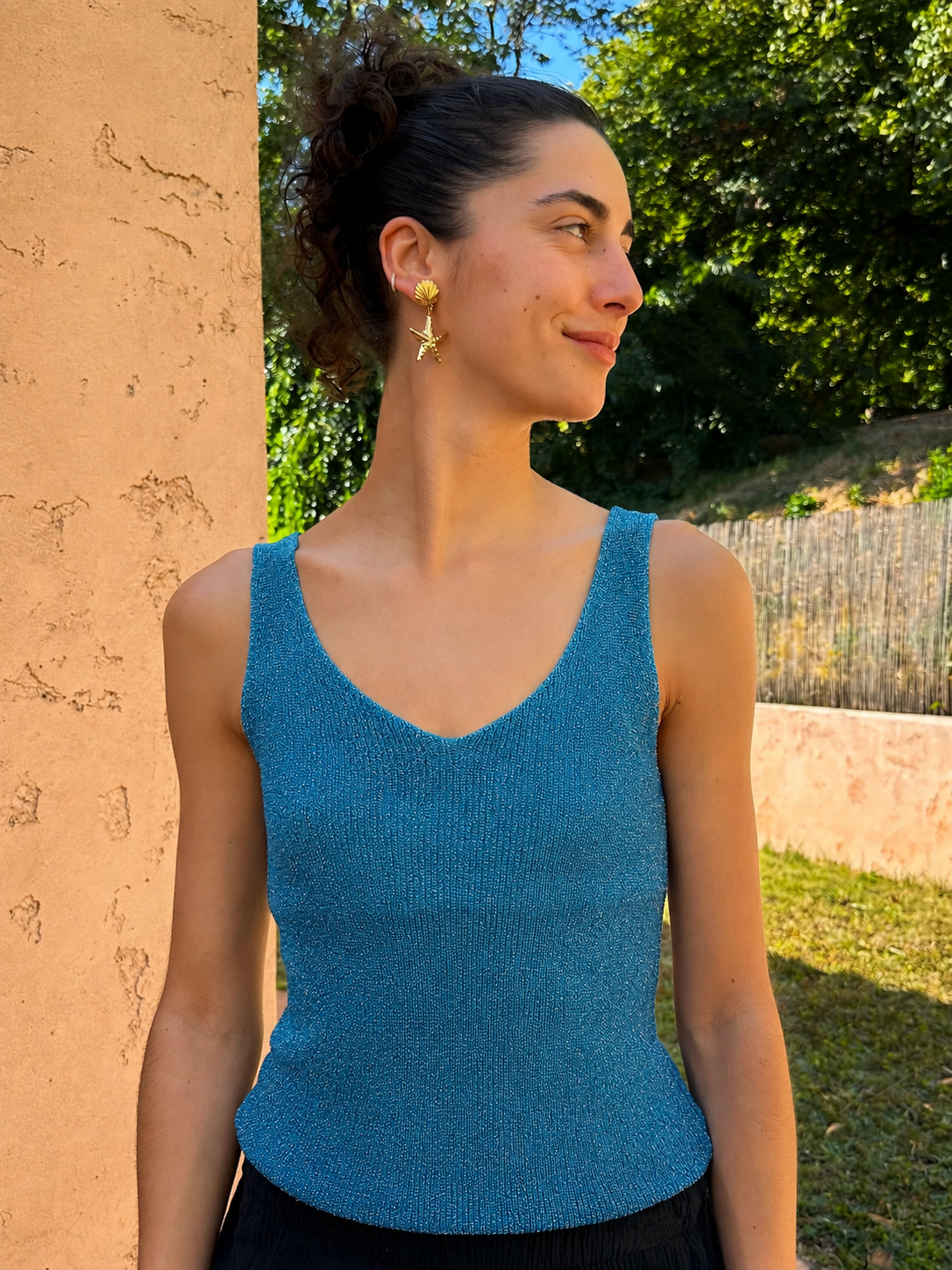 Haut Brillant Bleu indigo (bretelle épaisse)