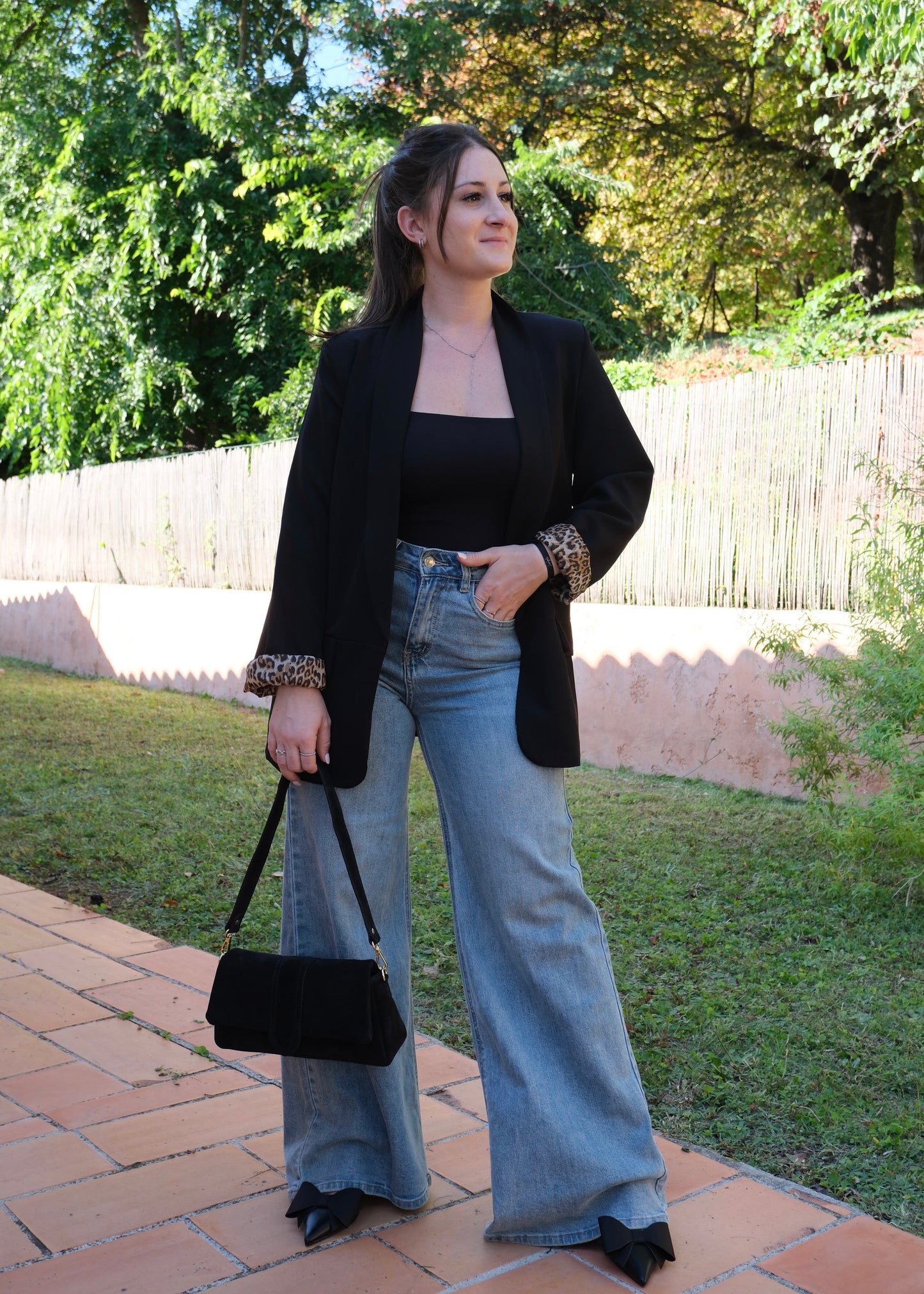 Sac cuir daim noire