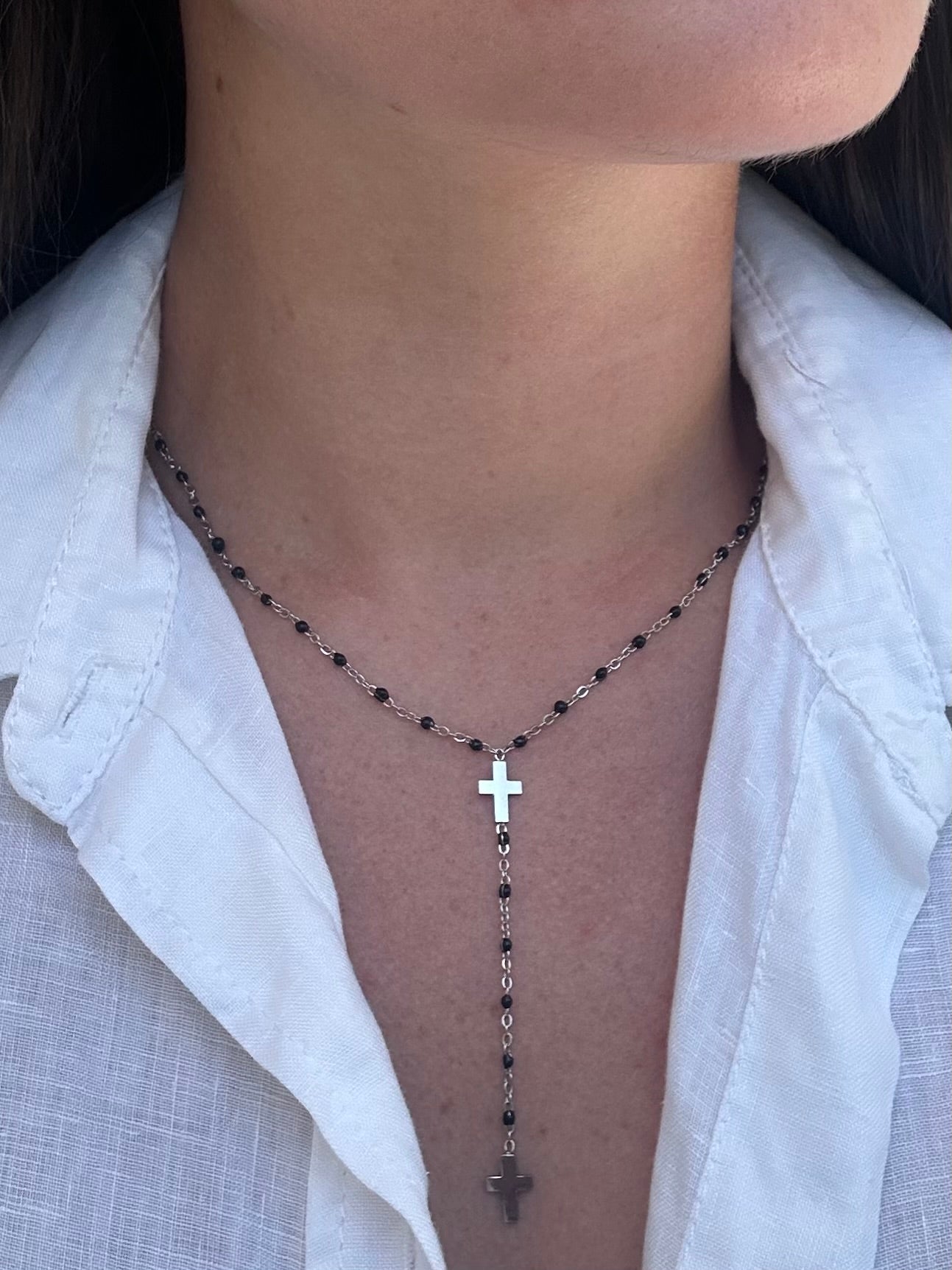 Collier Valérie argenté et noir