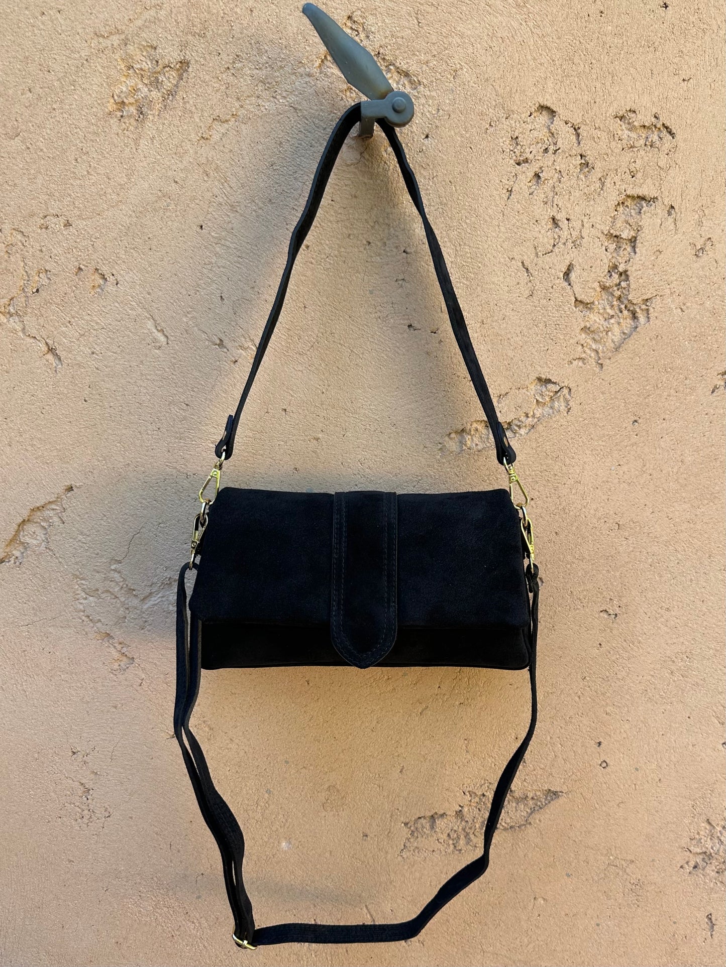 Sac cuir daim noire