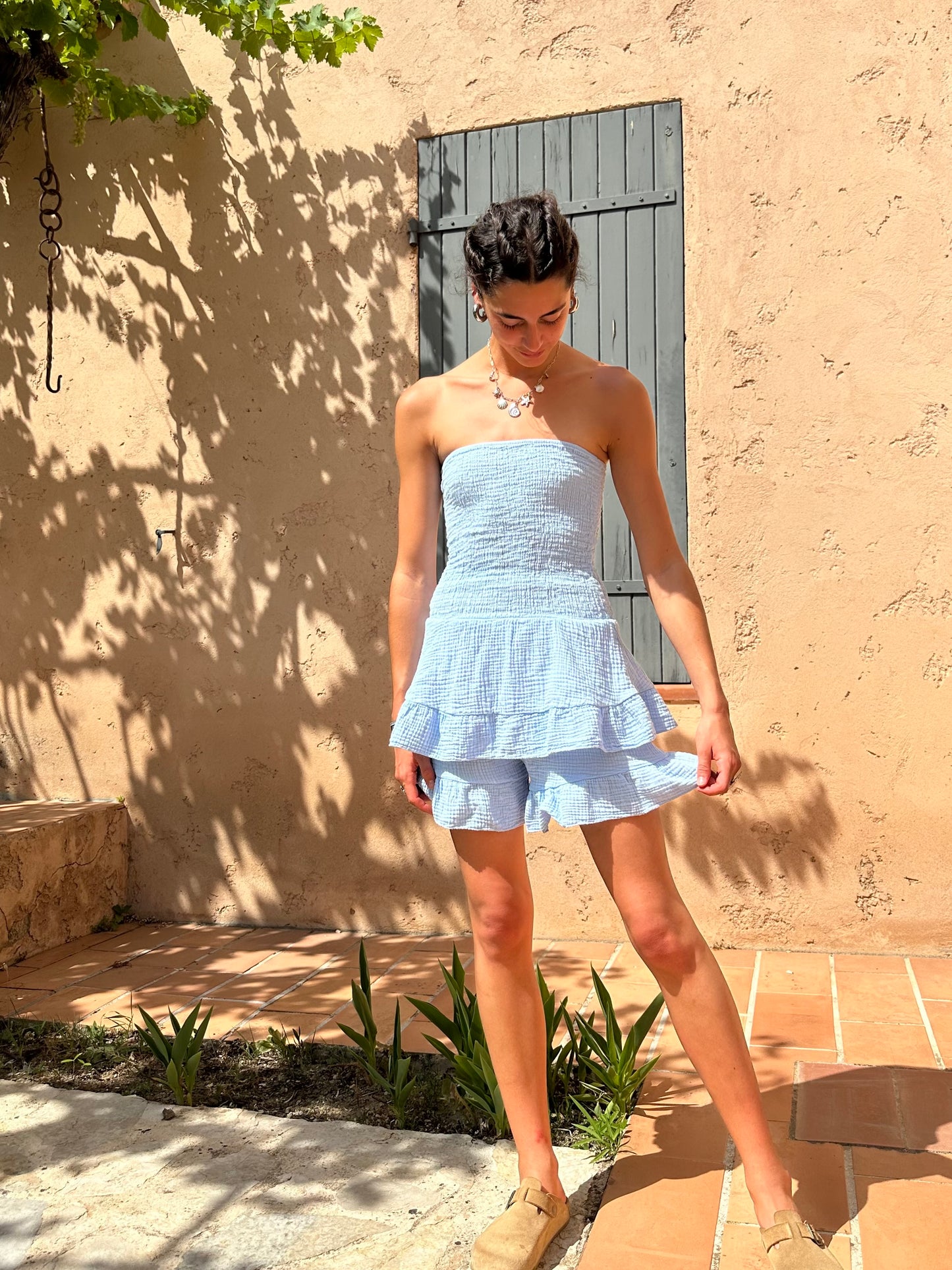 Combi short Bleue pastel
