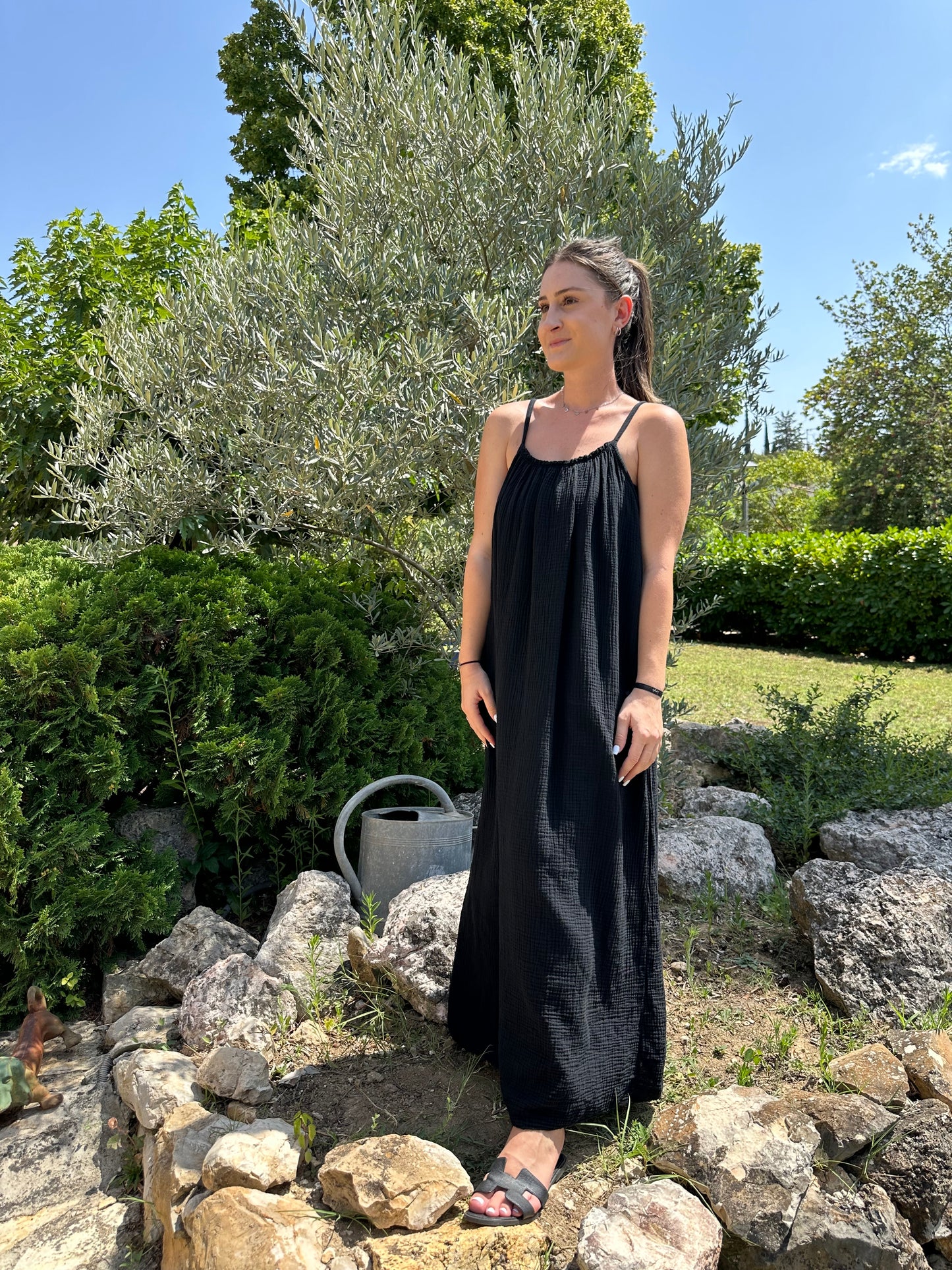 Robe Noire gaze de coton