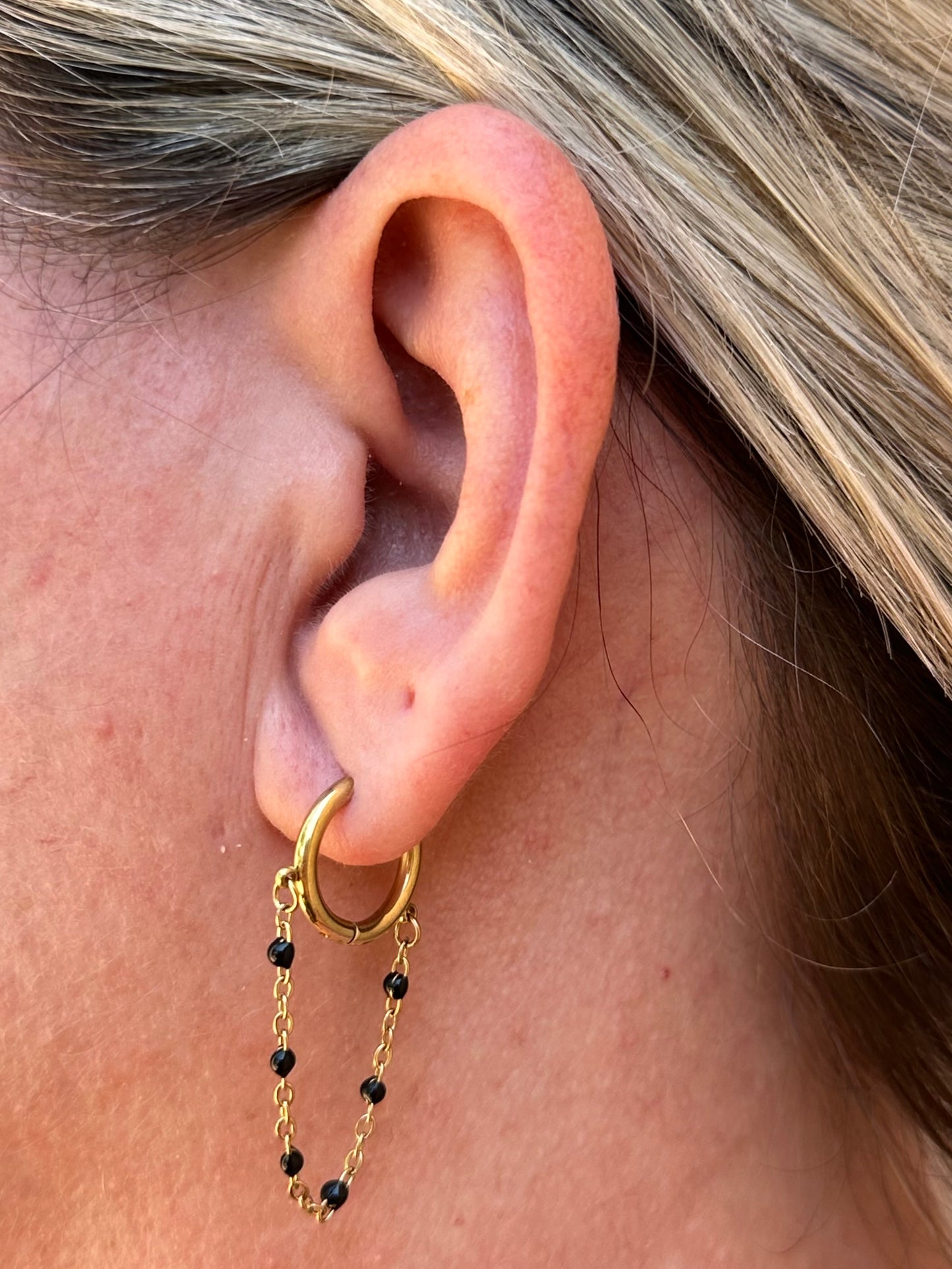 Boucles d'oreilles Théa noire/doré
