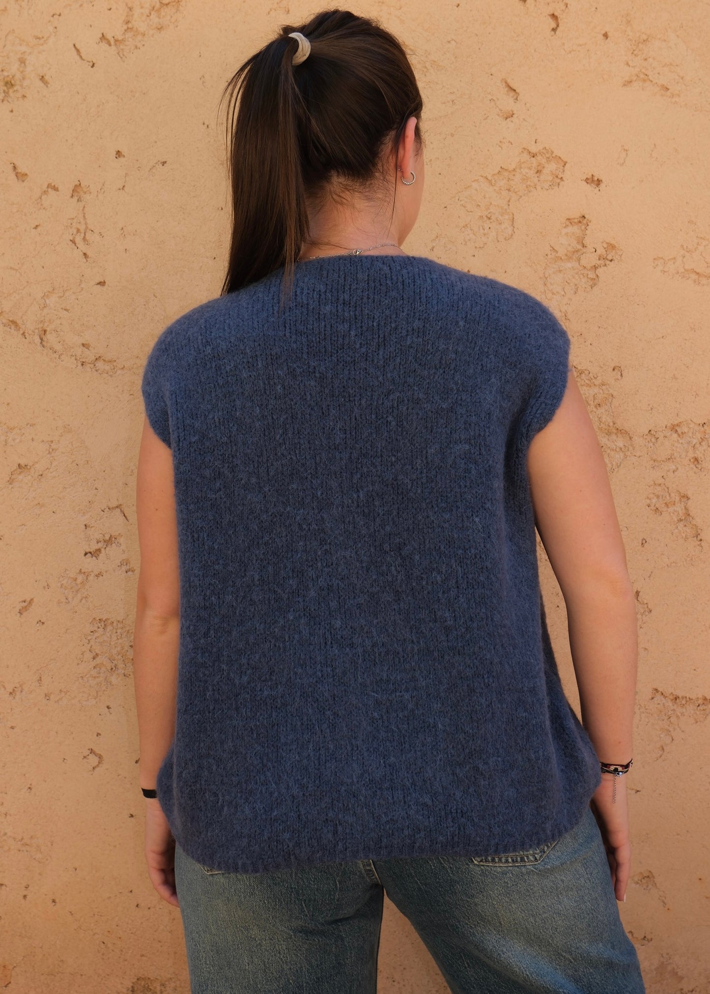 Pull sans manche Bleu