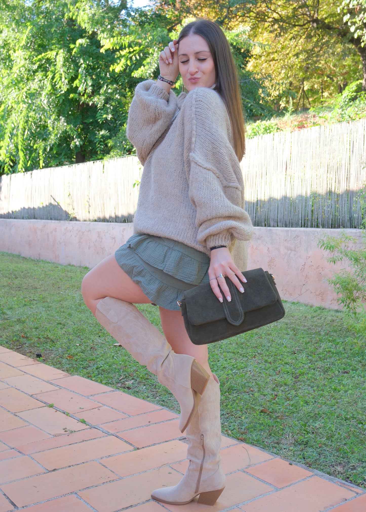 Sac cuir daim Kaki