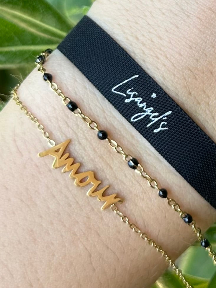Bracelet Amour doré/noir