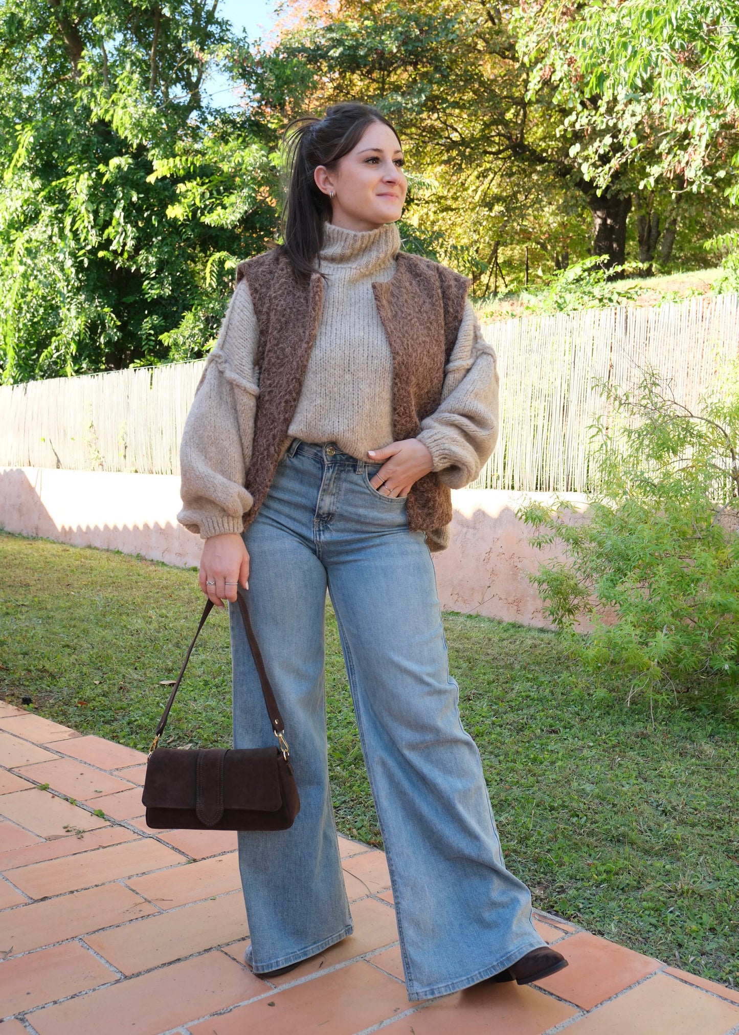 Sac cuir daim Chocolat