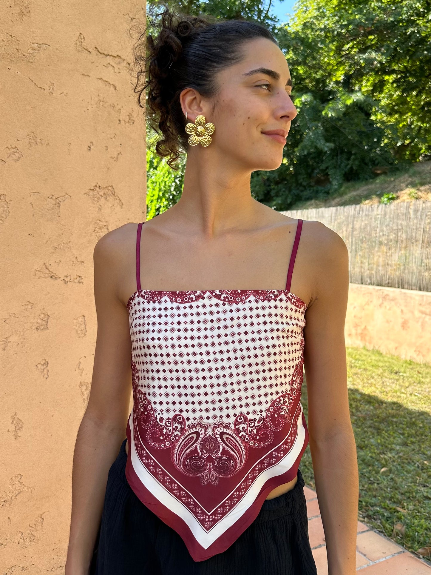 Top soie Bordeaux