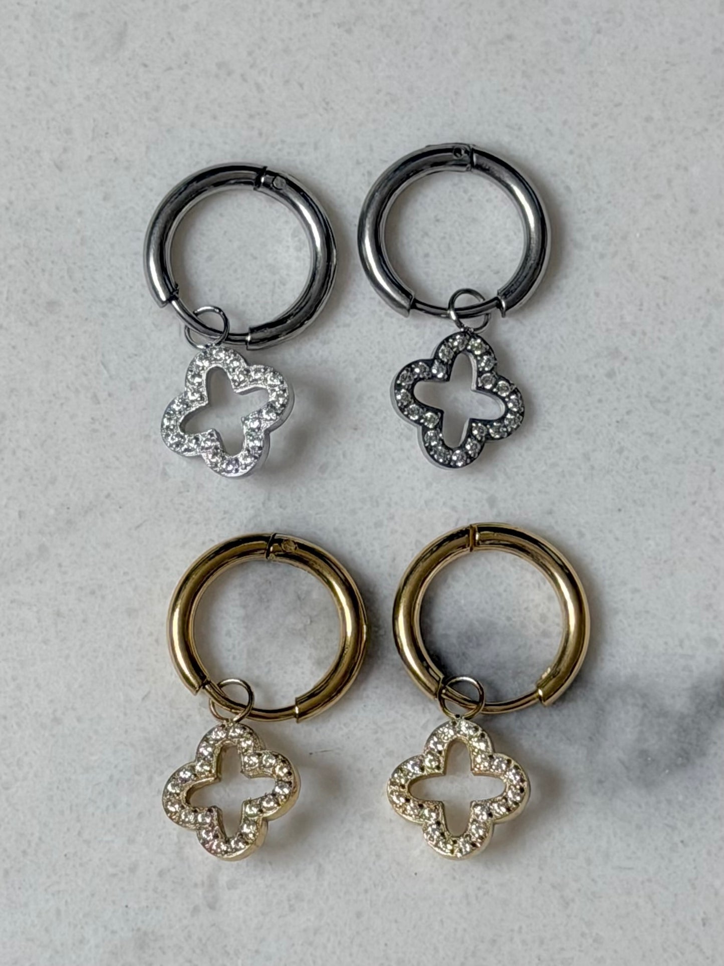 Boucles d'oreilles Trèfle brillant