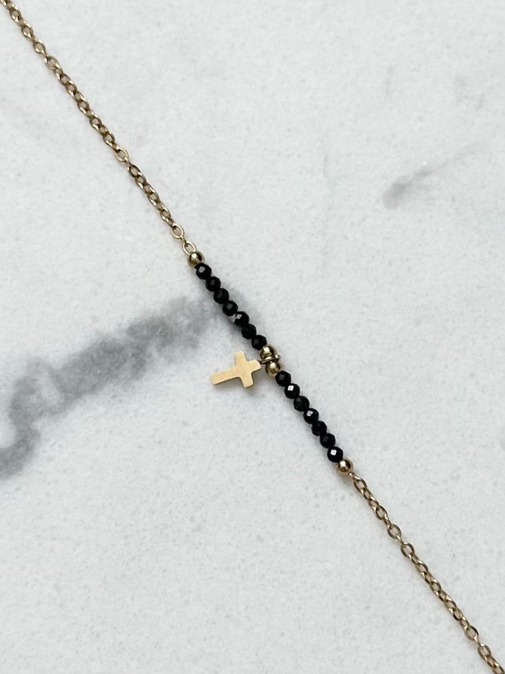 Bracelet Croix Noir doré