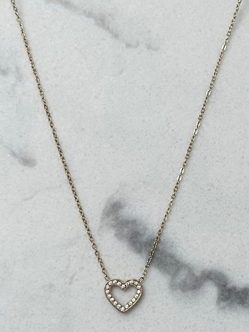 Collier coeur brillant doré