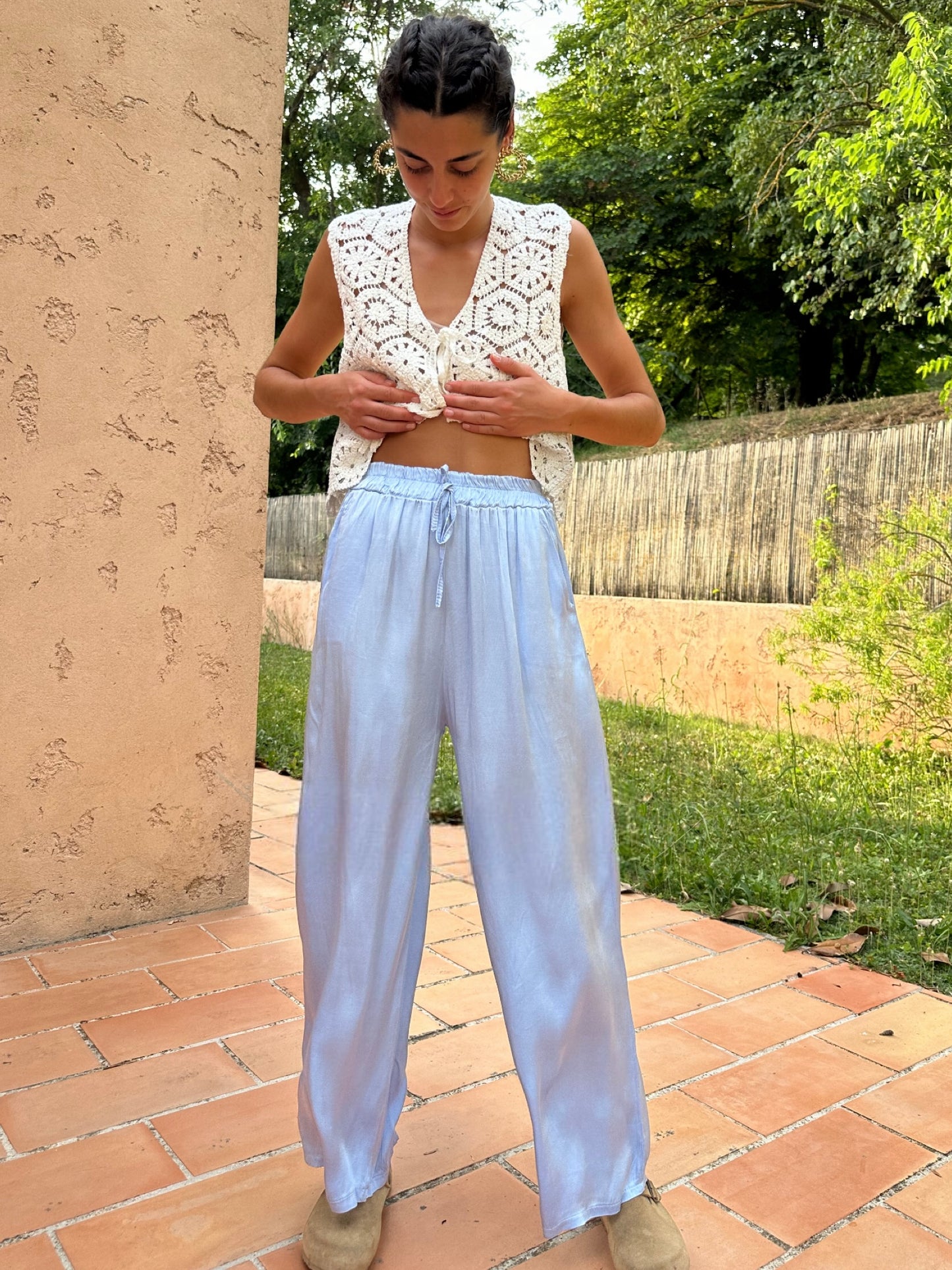 Pantalon Fluide Bleu pastel