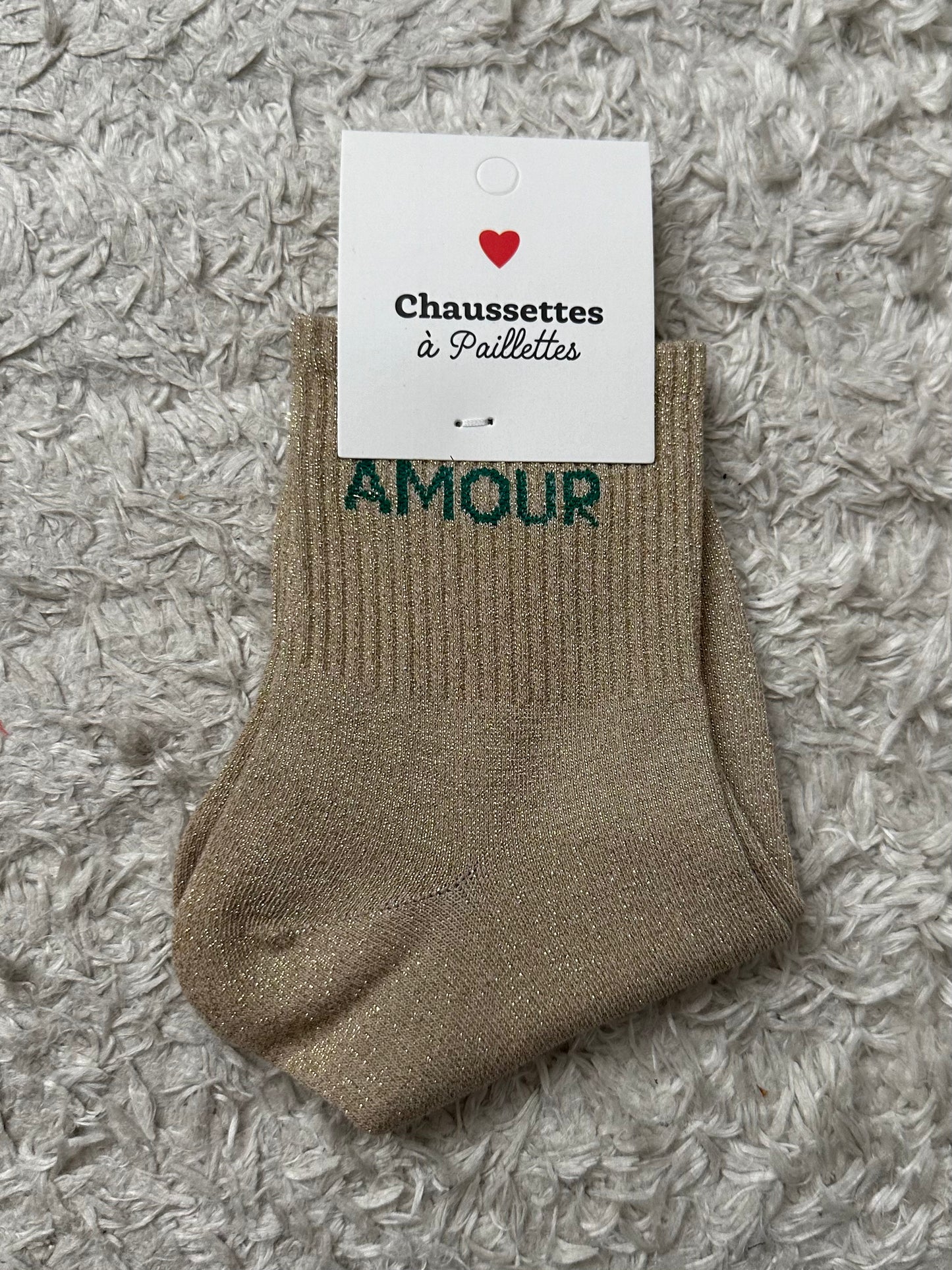 Chaussette « Amour » Doré Brillante