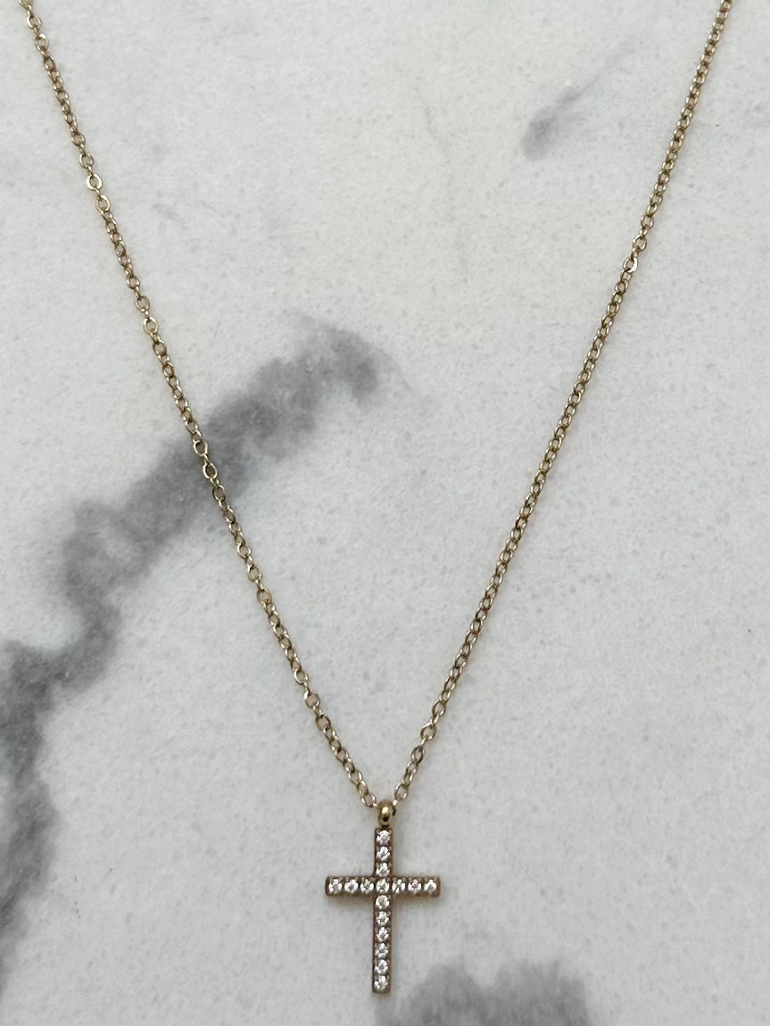 Collier Croix brillant doré