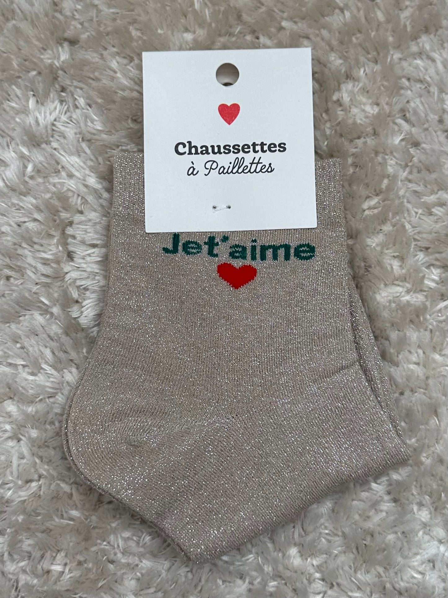 Chaussette « Je t’aime » Brillante
