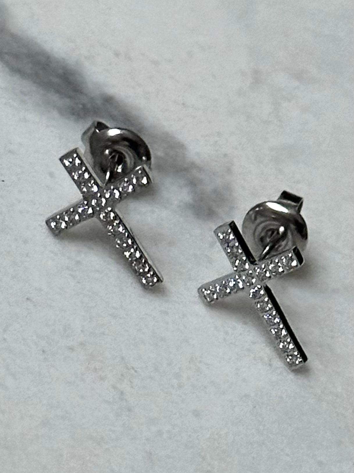 Boucles d'oreilles Croix Argenté