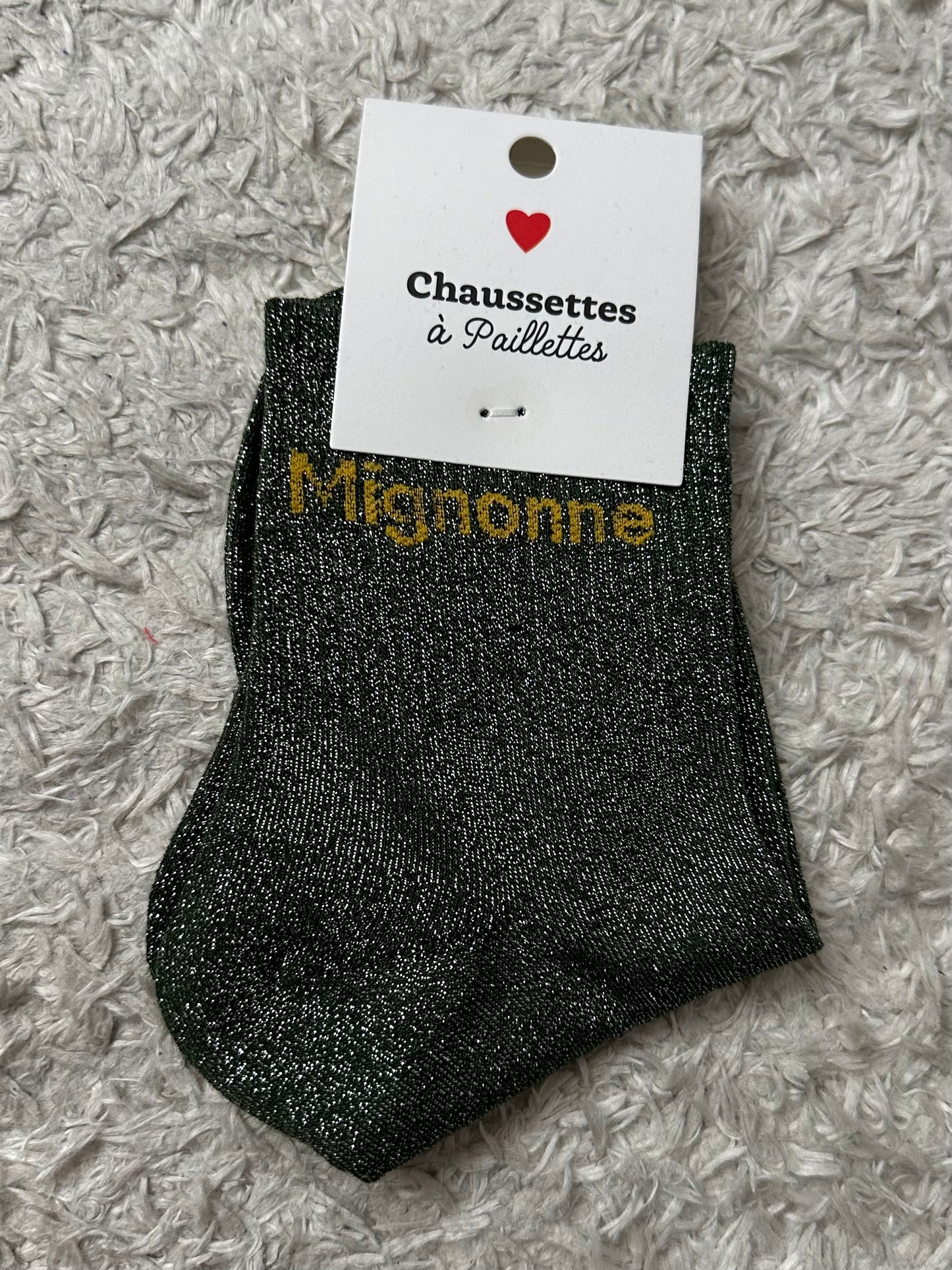 Chaussette « Mignonne » Kaki Brillante