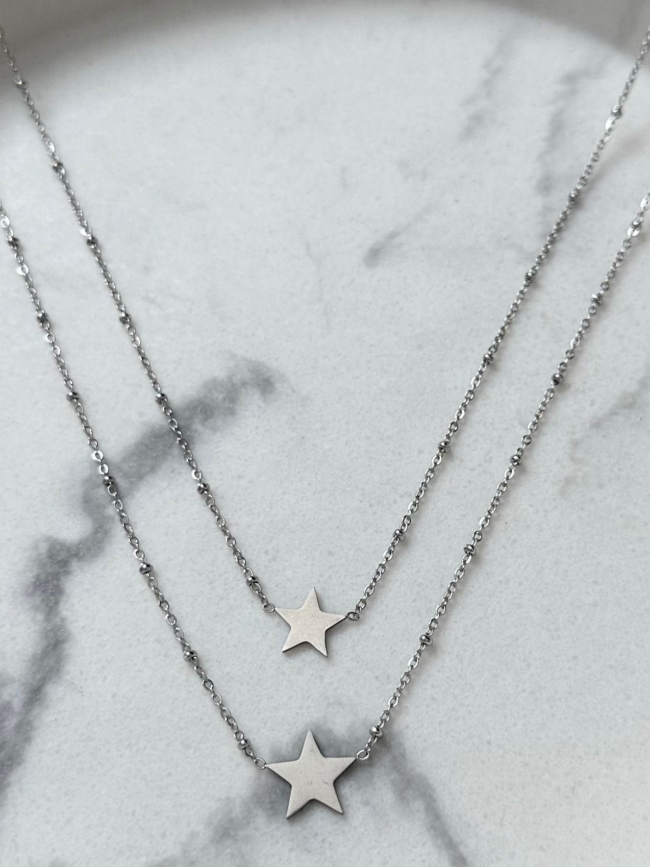 Collier Étoile double argenté