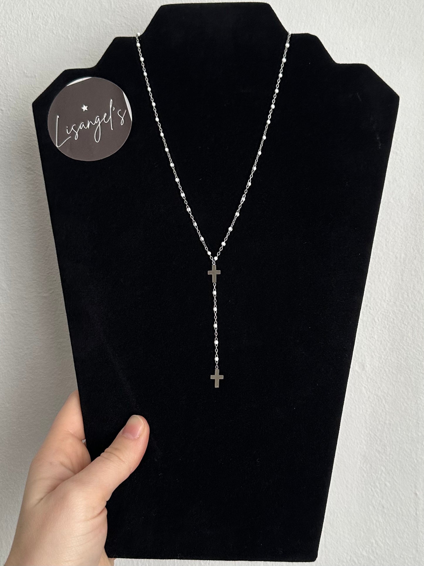 Collier Valérie argenté/blanc