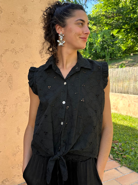 Top Fleur Noir