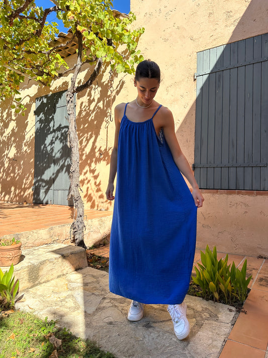 Robe Bleue Clair gaze de coton