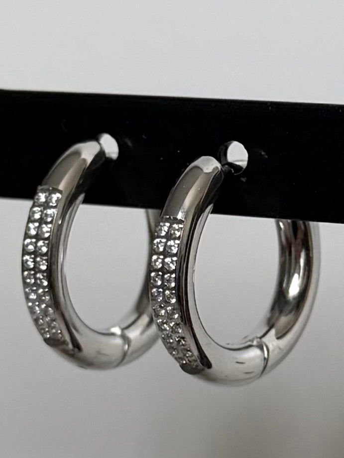 Boucles d'oreilles Créoles brillante argenté