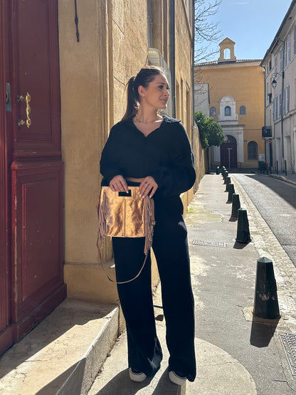 Sac Cuir Rose Brillant