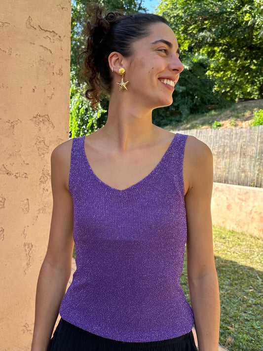 Haut Brillant Violet foncé (bretelle épaisse)