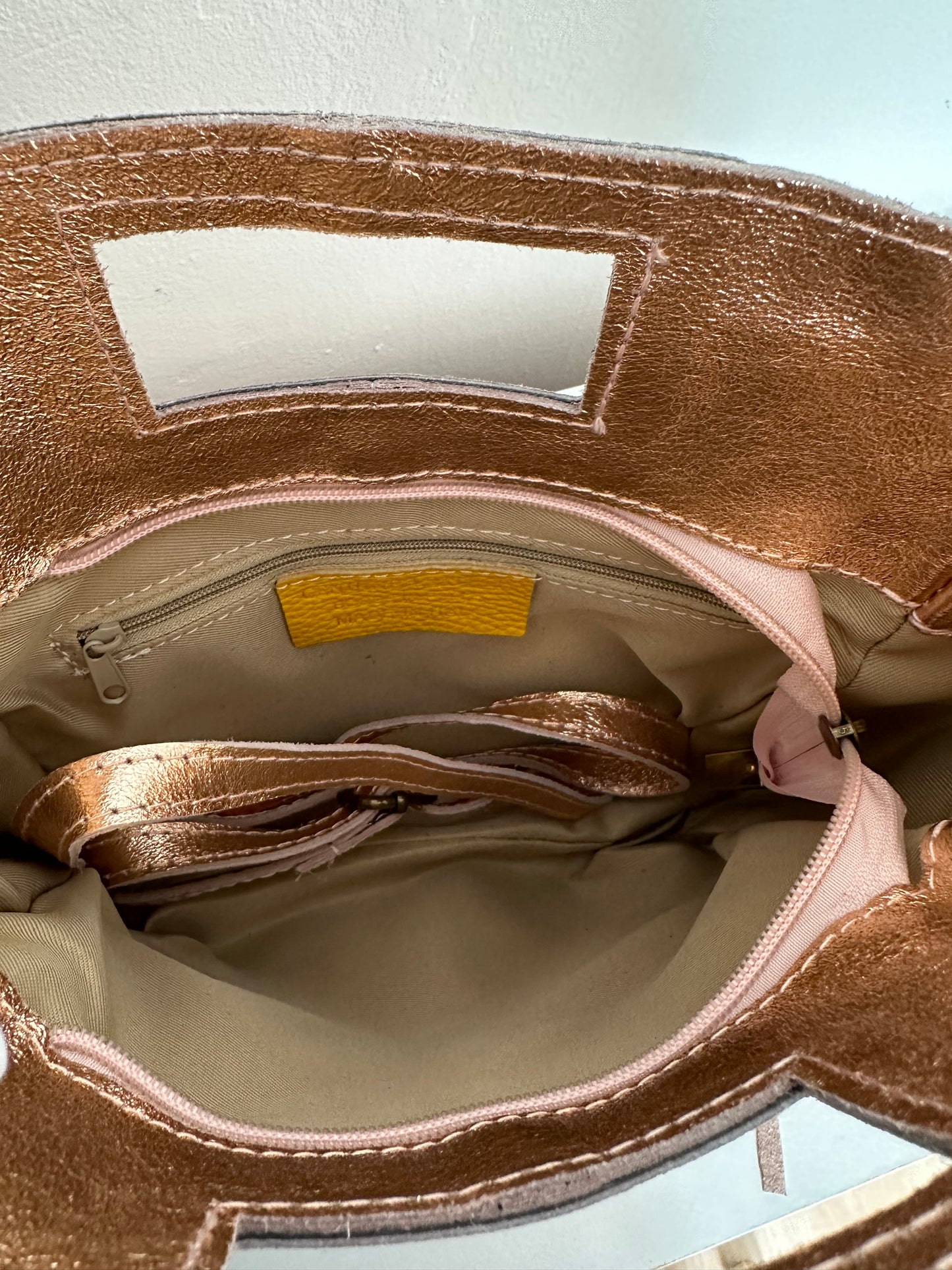 Sac Cuir Rose Brillant