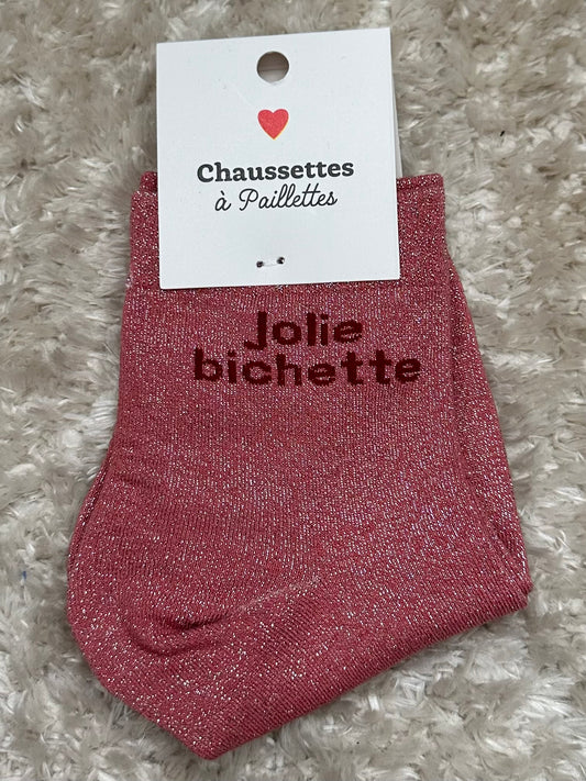 Chaussette « Jolie bichette » Brillante
