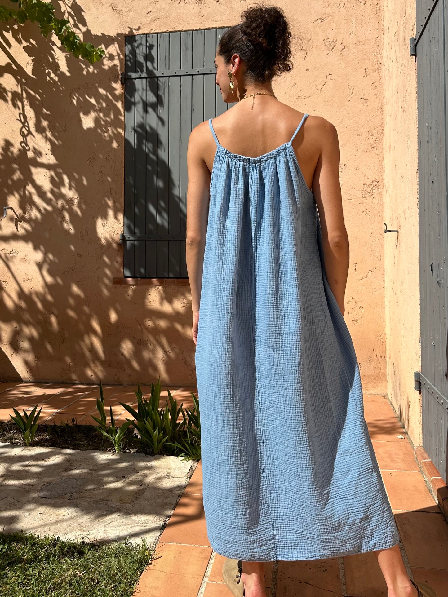 Robe Bleue Pastel gaze de coton
