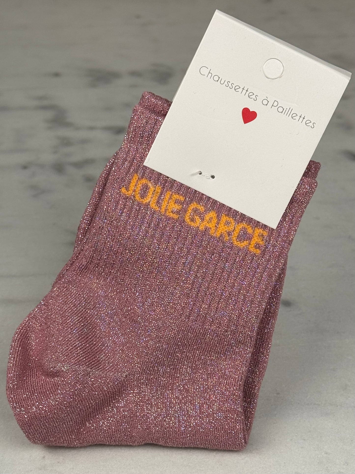 Chaussette « Jolie garce » Rose