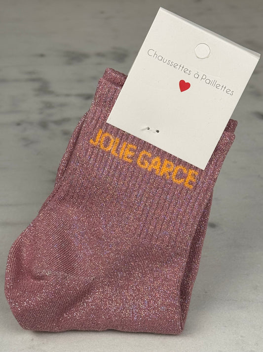 Chaussette « Jolie garce » Rose