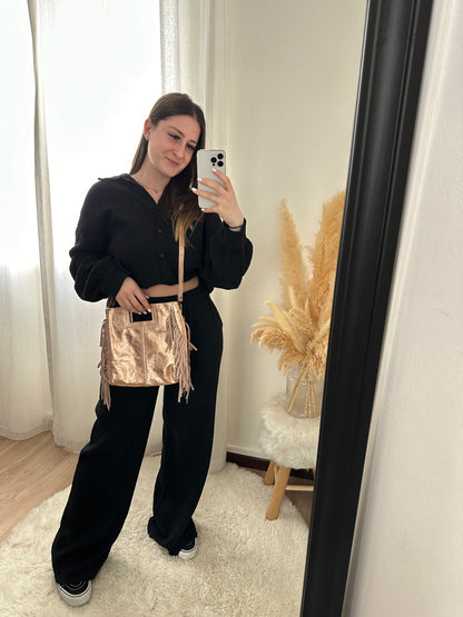 Sac Cuir Rose Brillant