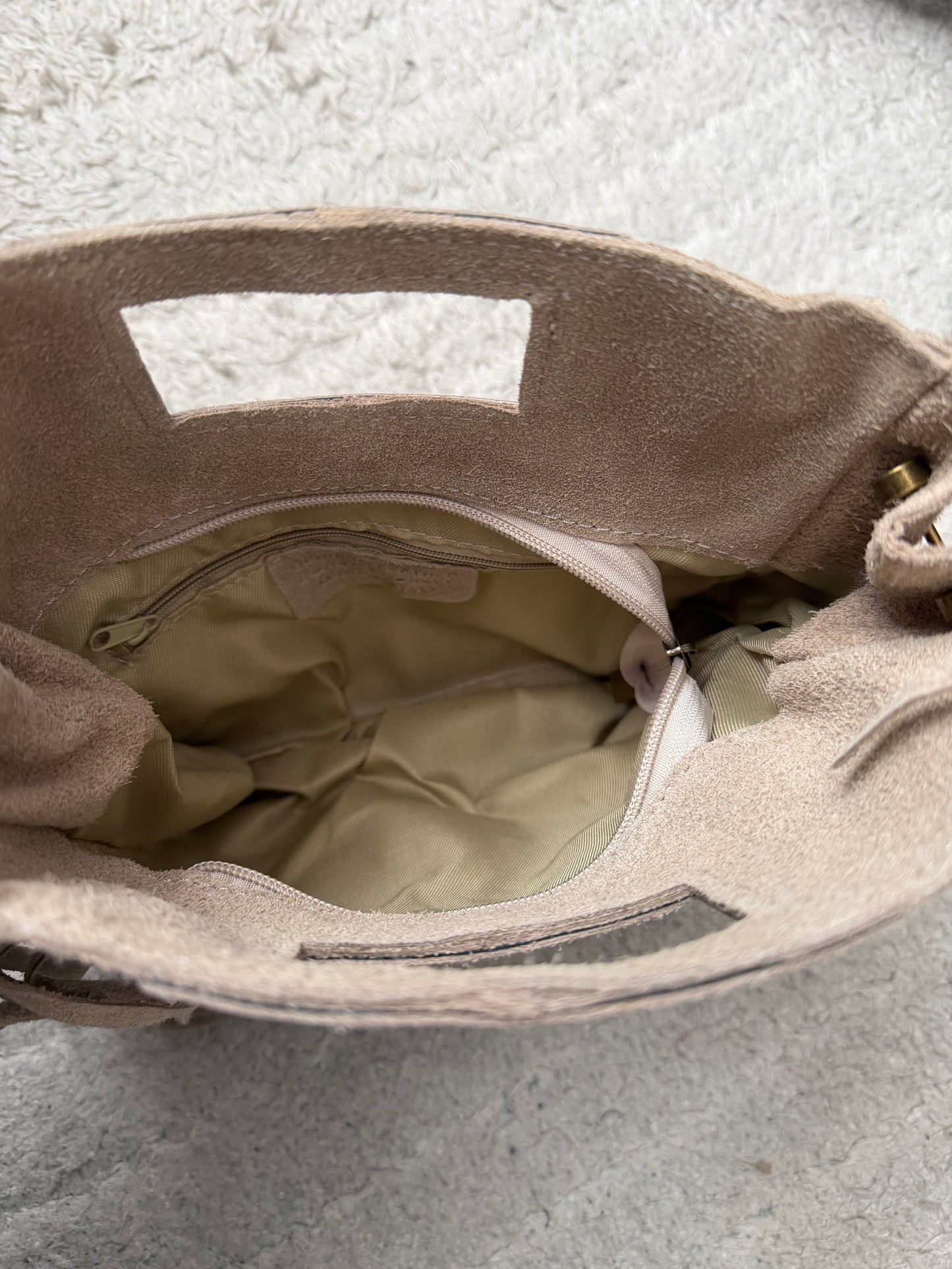 Sac Cuir Daim Beige Clair